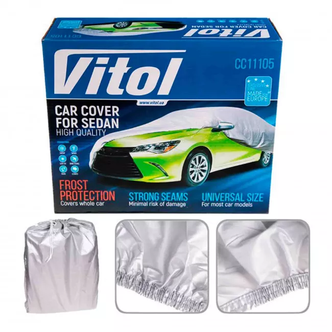Тент автомобильный Vitol серый (UNI F 170T/F 14062 M)