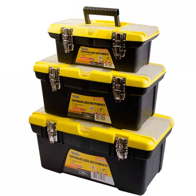Ящики для інструменту MASTER TOOL комплект 3шт.13"+16"+19", знімні органайзери, металеві замки (79-2313/2316/2319) (79-2004)