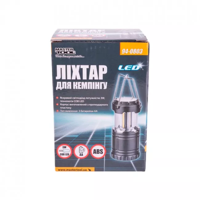 Фонарь раздвижной для кемпинга MASTER TOOL 180*86 мм (94-0803/408202)