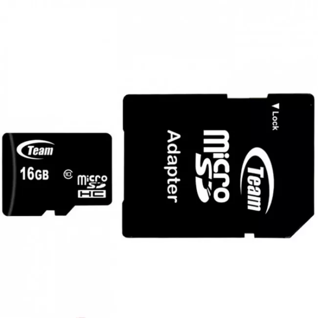 Карта памяти TEAM MicroSDHC 16GB + SD-adapter (TUSDH16GCL10U03)