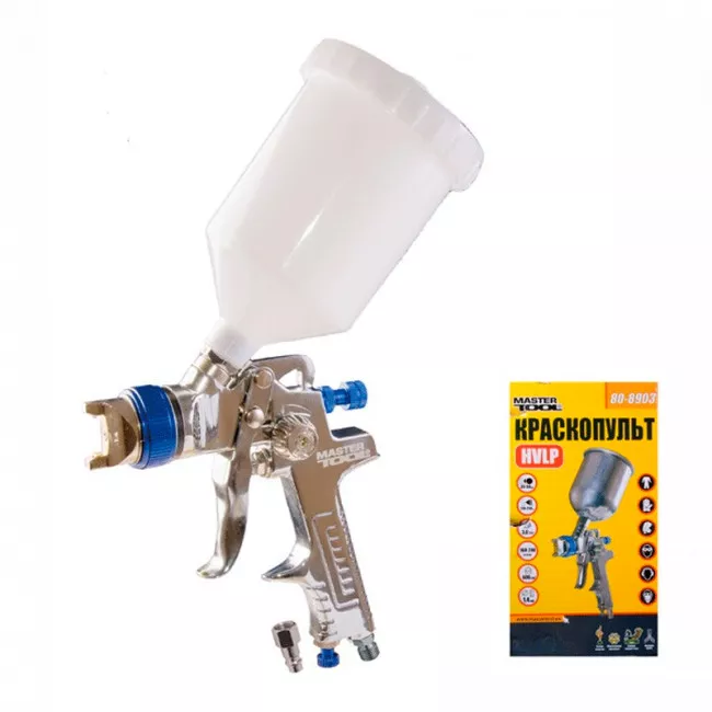 Краскопульт HVLP ВБ  600 мл, пластик, Ø 1,4 мм, 160-240 л/мин, 3-4 бар MASTER TOOL (80-8904)