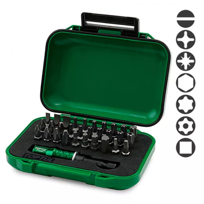 Набір біт TOPTUL з утримувачем 1/4" 31од. (GABW3102)