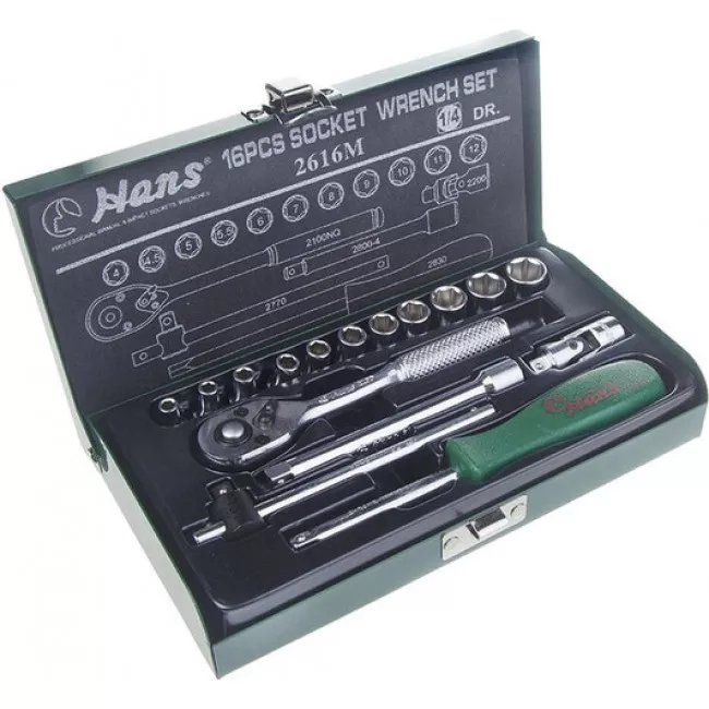 Набор головок и комплектующих HANS 1/4" 19шт (36192А)