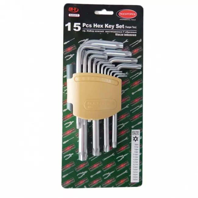 Набор ключей TORX Г-образных длинных с отверстием 15 пр.Rock FORCE RF-5151LT (26062) Набор ключей TORX Г-образных длинных с отверстием 15 пр.Rock FORCE RF-5151LT (26062)