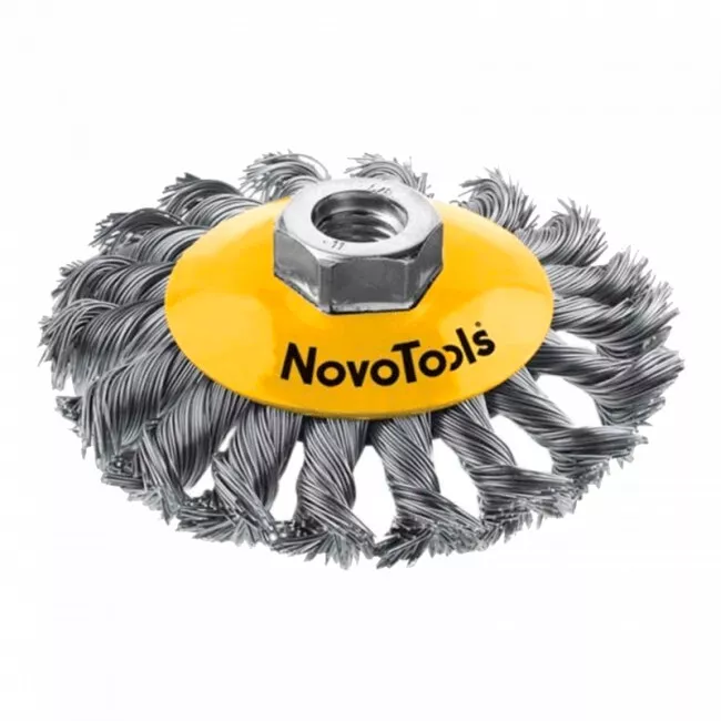 Щетка конусная NovoTools плетеная сталь 115 мм (NTBWBB11514ST) (132947)