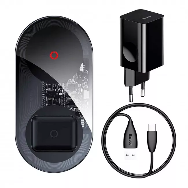 Бездротовий зарядний пристрій Baseus Simple 2in1 Turbo Edition 24W Black (TZWXJK-B01)