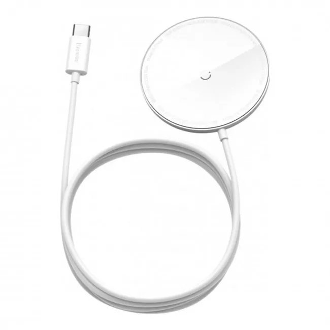 Бездротовий зарядний пристрій Baseus Simple Mini Magnetic 15W білий (326839) (310820003)