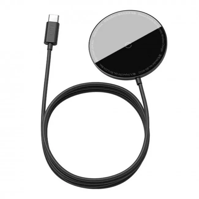 Бездротовий зарядний пристрій Baseus Simple Mini Magnetic 15W чорний (326822) (310820001)