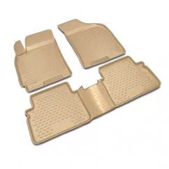 CARNIS00059b Коврики 3D в салон NISSAN X-Trail, 03/2015->, 4 шт. (полиуретан, бежевые)
