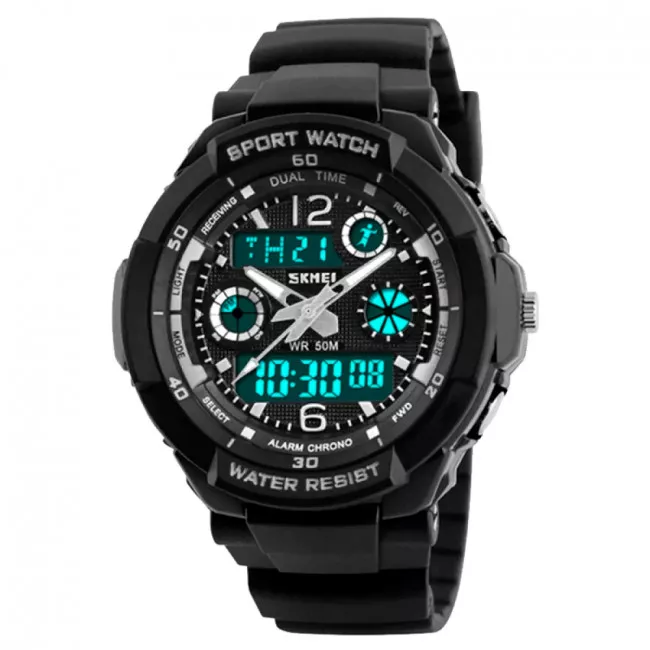 Часы спортивные Skmei 1060, черные, в металлическом боксе (175-1080-black)