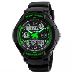 Годинник спортивний Skmei 1060, чорний-зелений, в металевому боксі (175-1080-black_green)