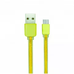 Дата кабель Vinga USB 2.0 AM to Lightning + Micro 5P 1.0m flat yellow (VRC791Y)
