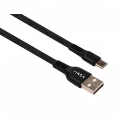 Дата кабель Vinga USB 2.0 AM to Type-C 1.0m flat art TPE back (VCPDCTCFTPE1BK)
