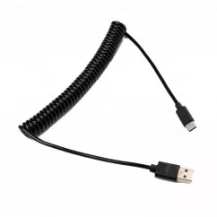 Дата кабель Vinga USB 2.0 AM to Type-C 1.8m Spring black (VCPDCTCS1.8BK)