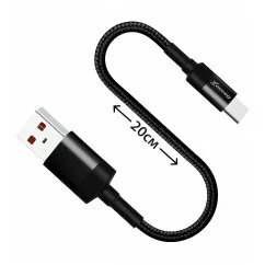 Кабель Grand-X USB-TypeC 20cm 3A, CU, Black, защита ткан.оплетка BOX (FM-20C)