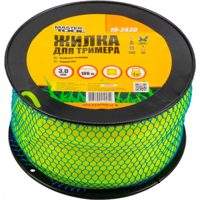 Лісочка для тримера MASTER TOOL 3,00 мм* 108 м, 1 кг, "квадрат" (19-2430)