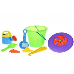 Набор для игры с песком Same Toy с Летающей тарелкой (зеленое ведро) 8 шт (HY-1205WUt-2)