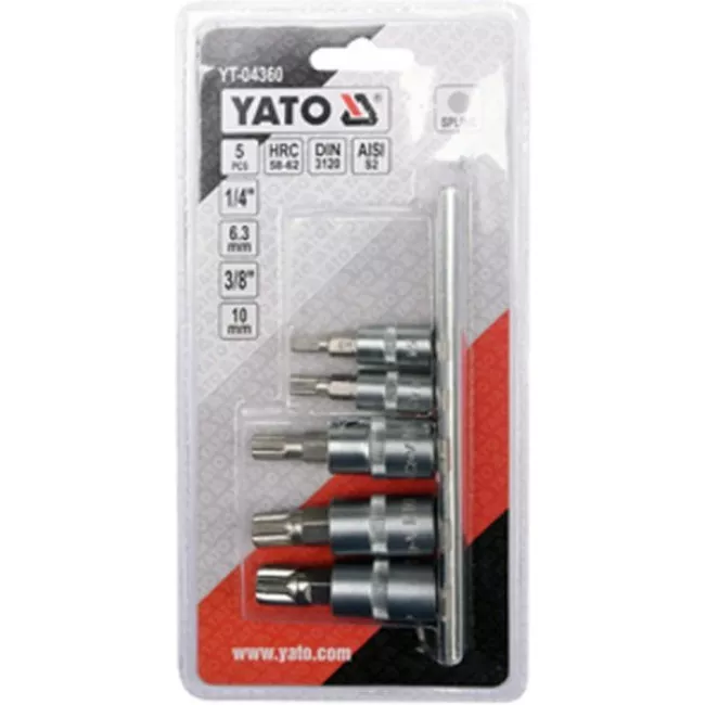 Набор головок торцевых YATO Spline М5-М12 5 шт (YT-04360)