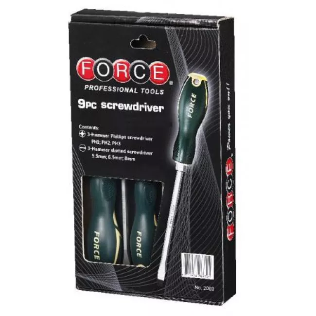 Набор отверток Force SL, PH1, PH2 9шт (20915)