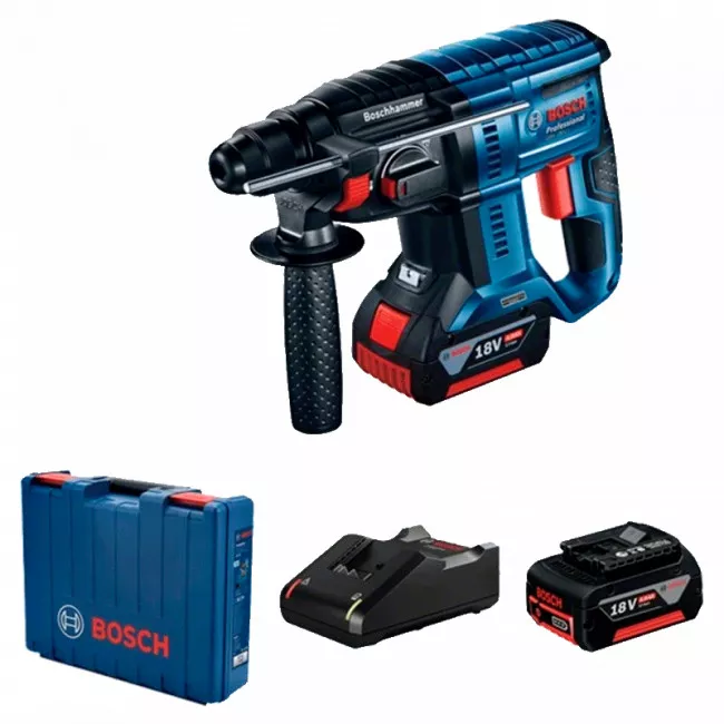 Перфоратор Bosch GBH 180-LI, аккумуляторный, 1x4.0 Ач, 18 В, 2 Дж, 2.3 кг (0.611.911.122)