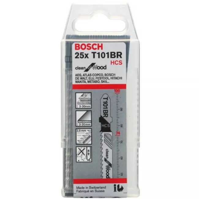 Пильные полотна для лобзика Bosch T 101 BR Clean for Wood, HCS 25 шт (2608633623) Пильные полотна для лобзика Bosch T 101 BR Clean for Wood, HCS 25 шт (2608633623)