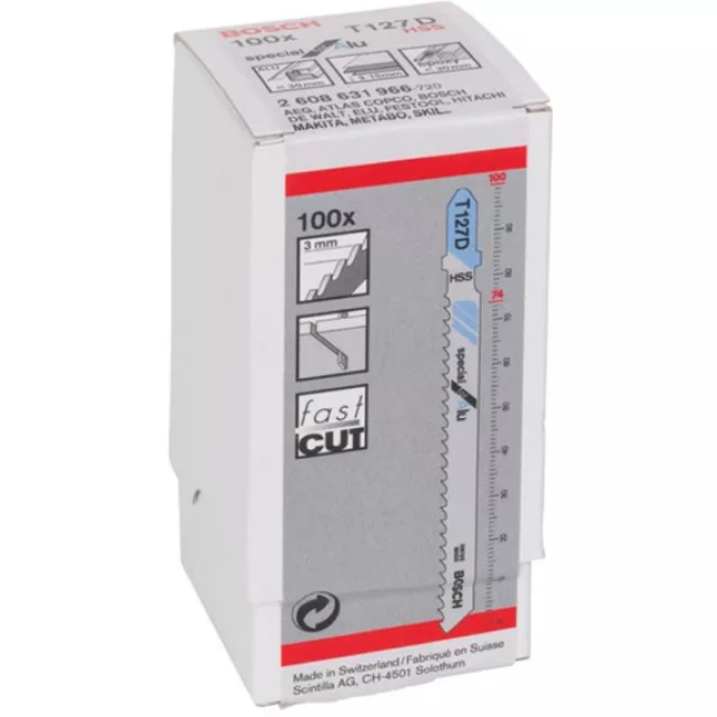Пильные полотна для лобзика Bosch T 127 D Special for Alu, HSS 100 шт (2608631966)