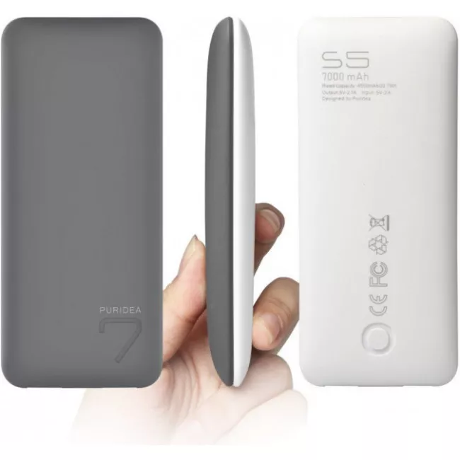 Портативный аккумулятор PURIDEA S5 7000mAh Li-Pol Rubber Grey & White (S5-Grey White)