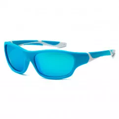 Солнцезащитные очки Koolsun Sport бирюзово-белые до 12 лет (KS-SPBLSH006)