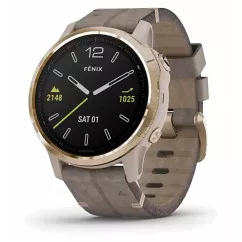 Спортивные часы Garmin Fenix 6S Light Gold-tone with Shale Gray Leather Band (010-02159-40)