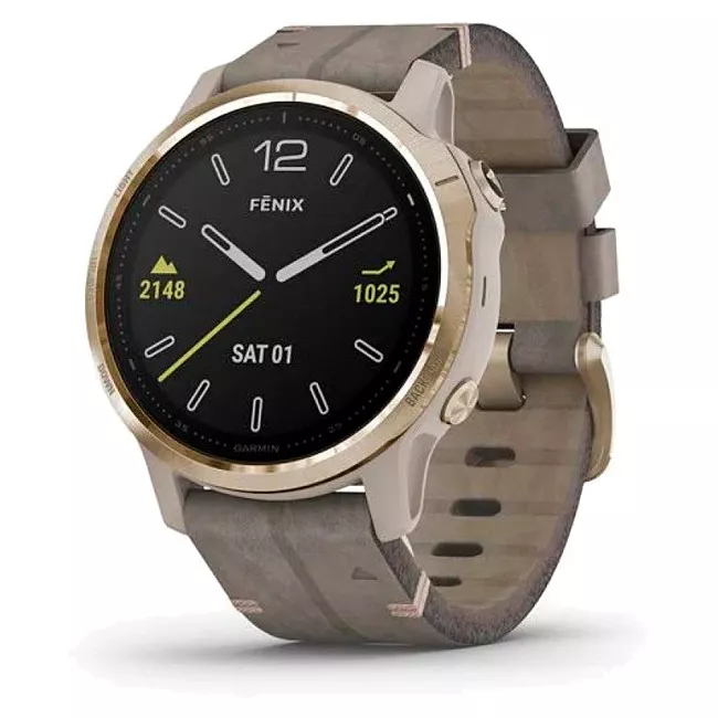 Спортивний годинник Garmin Fenix ​​6S Light Gold-tone with Shale Gray Leather Band (010-02159-40)