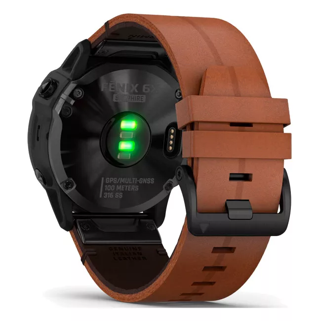 Спортивний годинник Garmin Fenix ​​6X Black DLC with Chestnut Leather Band (010-02157-14)