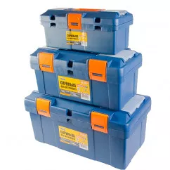 Ящики для инструмента MASTER TOOL комплект 3шт. 14"+17"+20", пласт.замки (79-2614/2617/2620) (79-2006)
