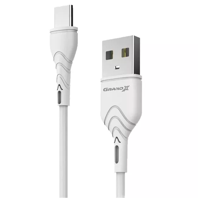 Кабель Grand-X USB-type C 3A, 1m, CU, Fast Сharge, White, BOX (PC-03W)