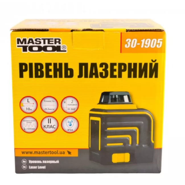 30-1905 Уровень лазерный H360+V, 2 лазерные головки RED, 0.2мм/м, 10м, Li-ion, сумка
