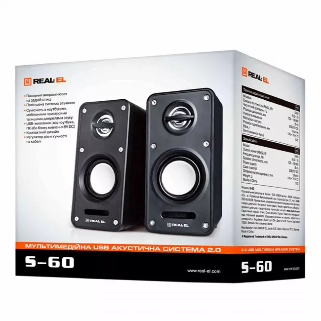 Акустическая система REAL-EL 2.0 S-60 Black (EL121100003)