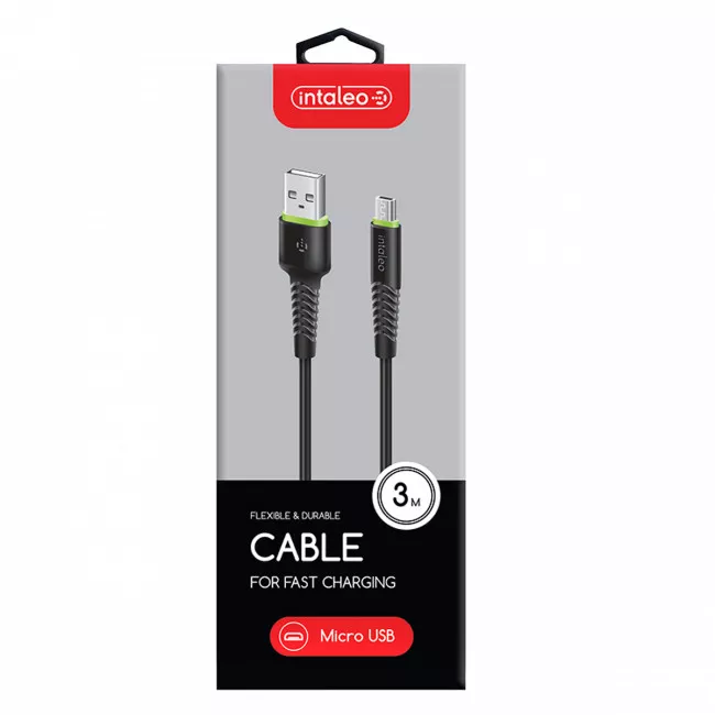 Кабель синхронизации INTALEO CBFLEXM3 Micro USB 3м (черний) (487491)