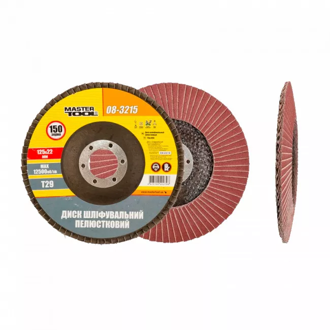 Диск шлифовальный лепестковый конусный Т29 зерно 150 125*22 мм MASTERTOOL (08-3215) Диск шлифовальный лепестковый конусный Т29 зерно 150 125*22 мм MASTERTOOL (08-3215)