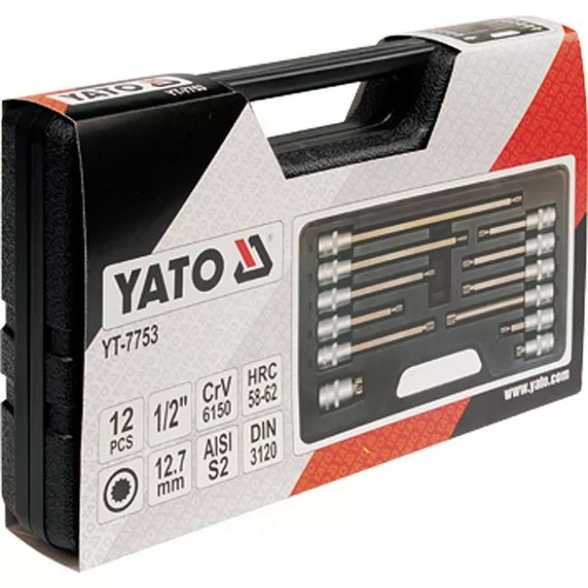 Набор головок торцевых YATO SPLINE 1/2" 12шт (YT-7753)