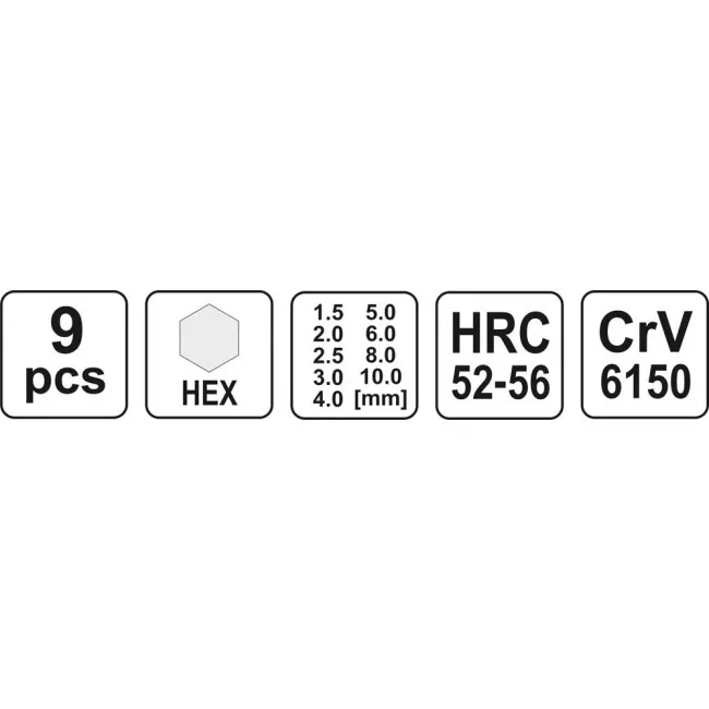 Набір шестигранних ключів Yato (YT-0500)