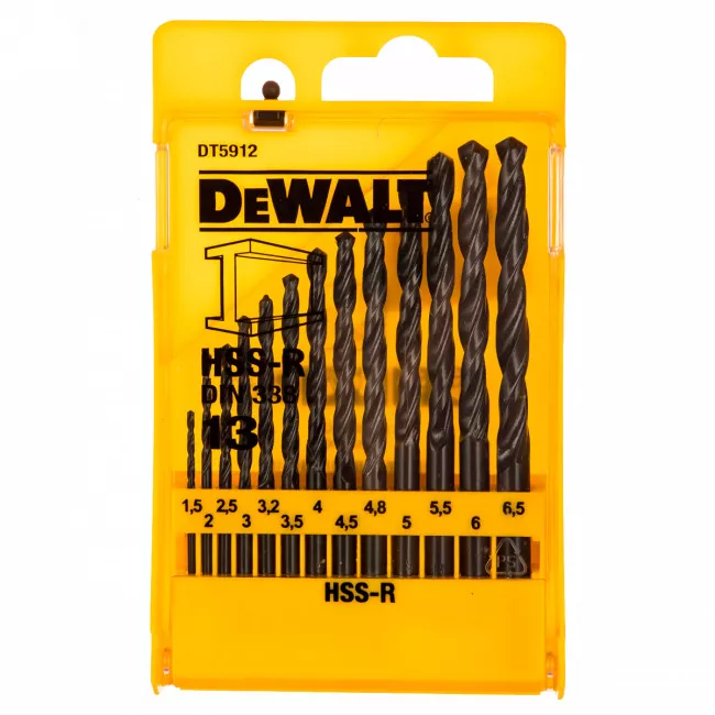 Набор сверл DeWALT HSS-R по металлу, 13 шт, d=1,5-6,5 мм (DT5912)