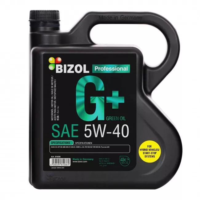 Моторное масло BIZOL Green Oil+ 5W-40 4л (B81036) Моторное масло BIZOL Green Oil+ 5W-40 4л (B81036)