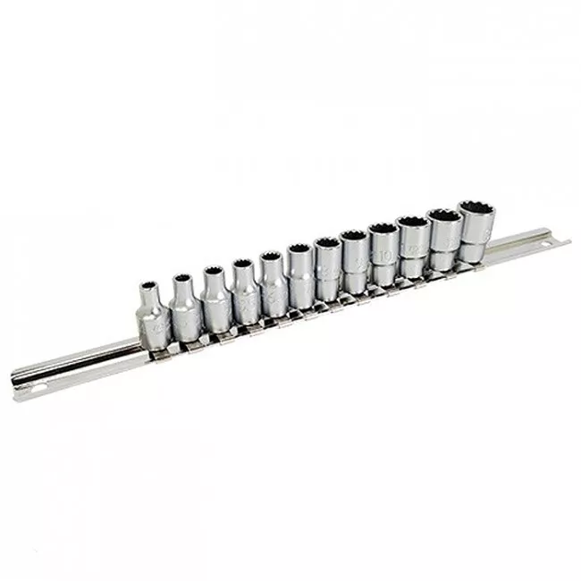 Набор головок TOPTUL 12-гр. 1/4" 12ед. 4~13мм (на планке) (GAAQ0801U-12)