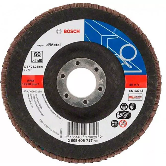 Лепестковый шлифкруг Bosch Expert for Metal, 125×22,23 мм, К60 (2608606717) Лепестковый шлифкруг Bosch Expert for Metal, 125×22,23 мм, К60 (2608606717)
