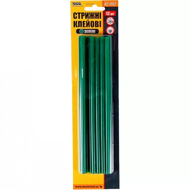 Стержни клеевые MASTER TOOL 7,2*200 мм, 12 шт, зеленые (42-1157)