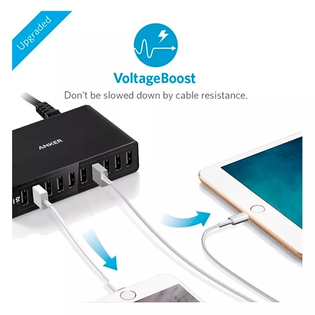 Зарядное устройство Anker PowerPort 10 - 60W 10-port USB PowerIQ Black (A2133L11)