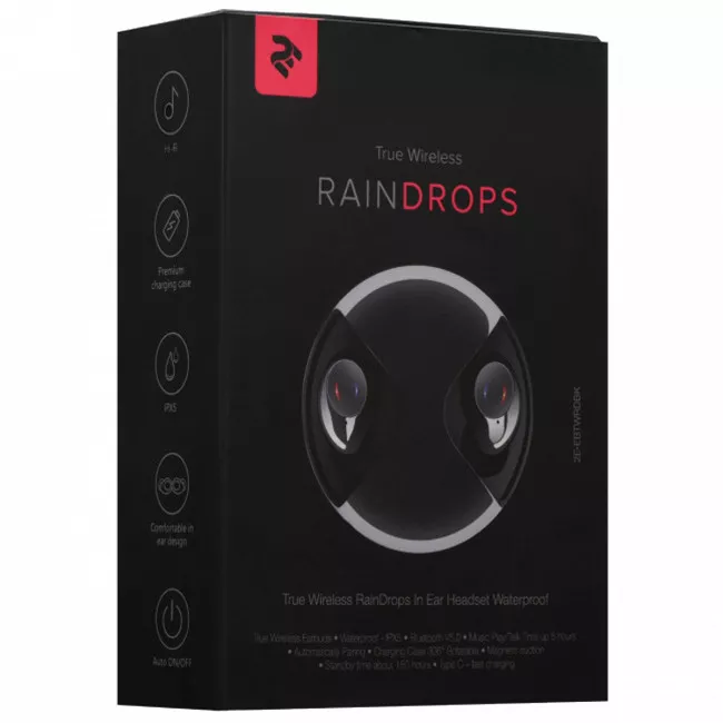 Навушники 2E RainDrops True Wireless Waterproof Mic Black (2E-EBTWRDBK)