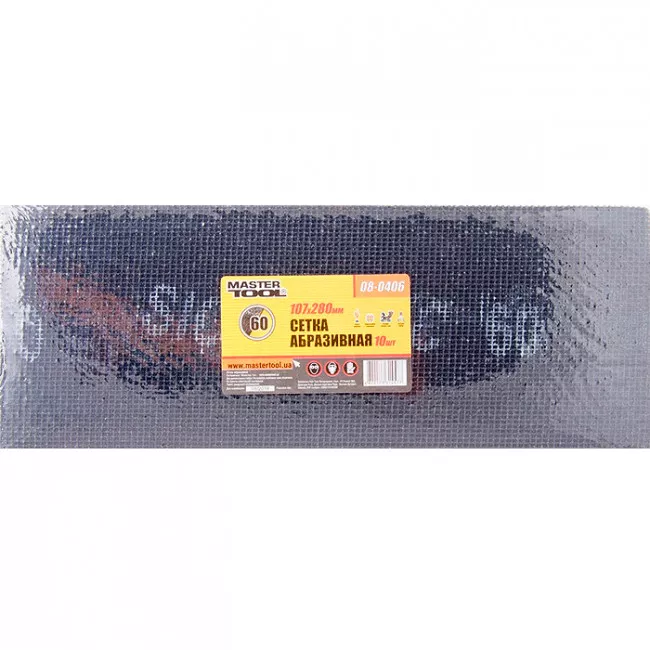 Сітка абразивна Mastertool - 107 х 280 мм, Р60 (10 шт)(08-0406)