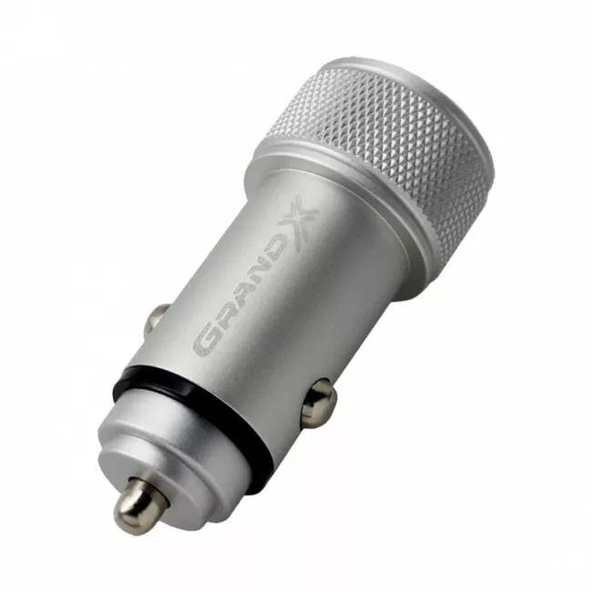Автомобильное зарядное устройство Grand-X CH-07LG Light Grey Metallic (2USB 12-24V 3.1A)