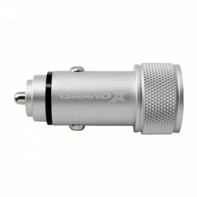 Автомобильное зарядное устройство Grand-X CH-07LG Light Grey Metallic (2USB 12-24V 3.1A)