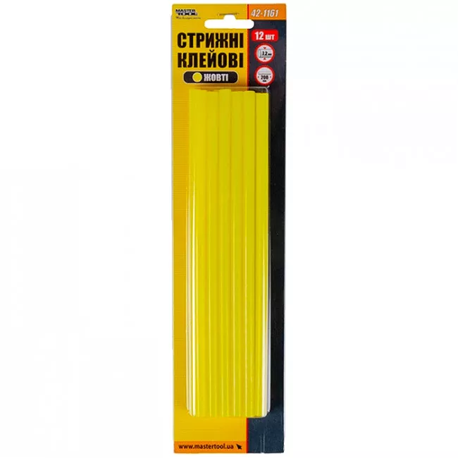 Стержни клеевые MASTER TOOL 7,2*200 мм, 12 шт, желтые (42-1161)